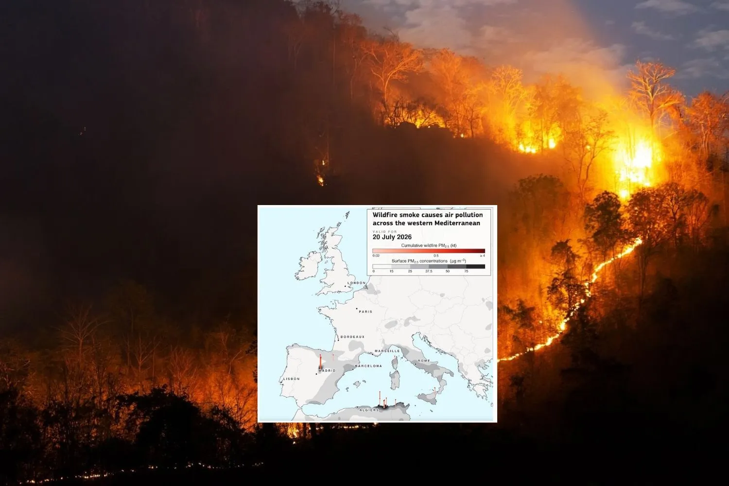 Aria irrespirabile! Così gli incendi stanno spargendo polveri sottili in tutta Europa. La mappa in diretta fa impressione